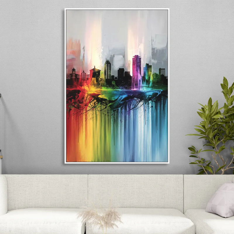 Fayetteville Downtown Skyline Living Room - White Canvas Wall Art