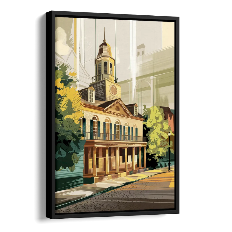 Fayetteville Historic Landmarks Side - Black Canvas Wall Art