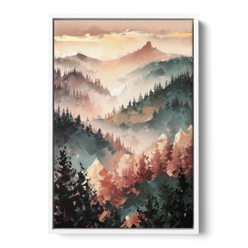 Fayetteville Ozark Mountains Front - White Canvas Wall Art