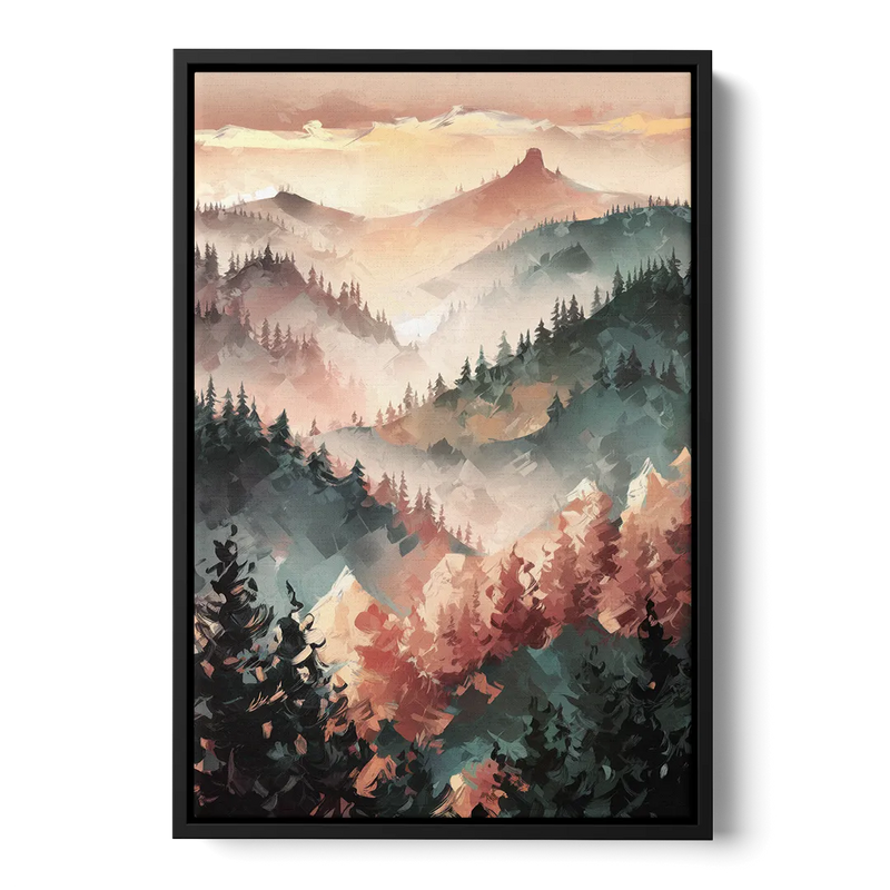 Fayetteville Ozark Mountains Front - Black Canvas Wall Art