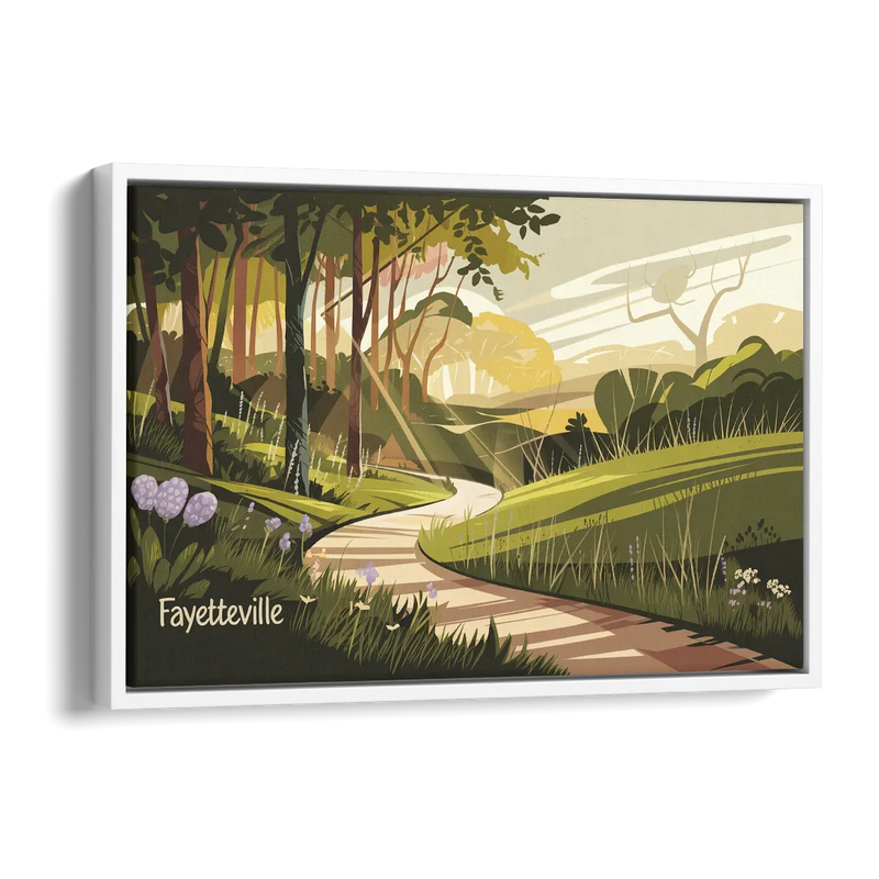 Fayetteville Scenic Trails Side - White Canvas Wall Art