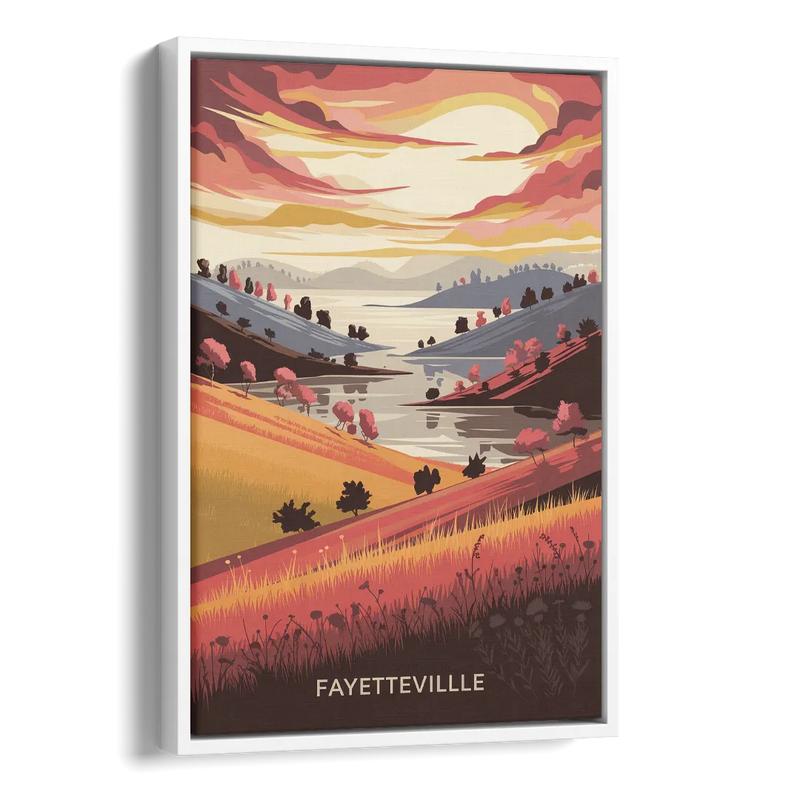 Fayetteville Sunset Views Side - White Canvas Wall Art