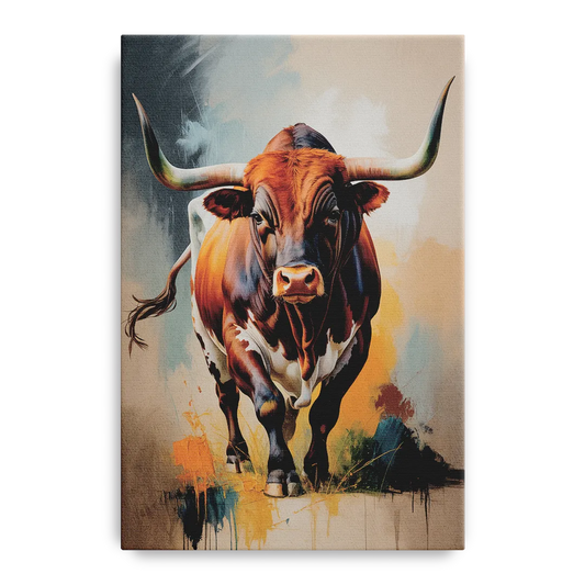 Fiery Longhorn Spirit - Canvas Wall Art