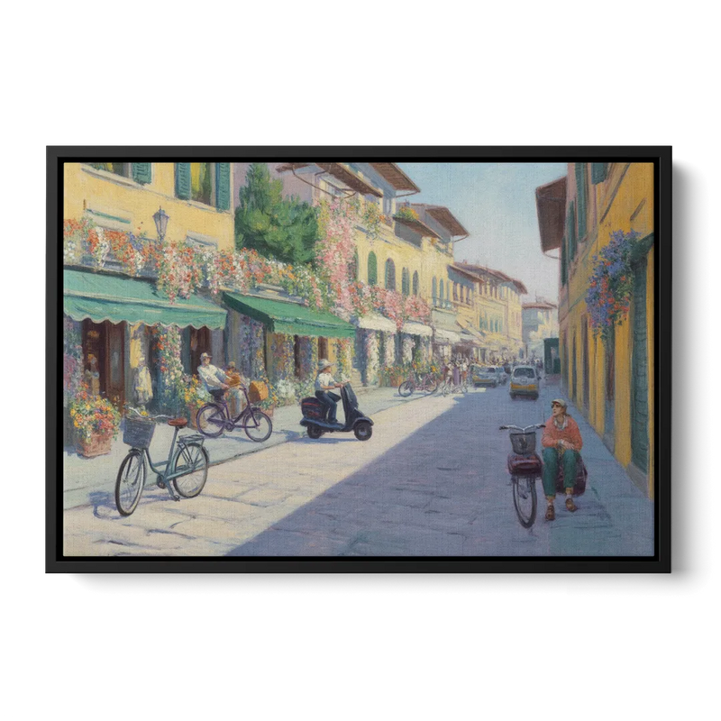 Florentine Streets Front - Black Canvas Wall Art