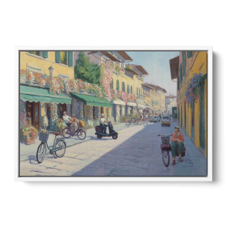 Florentine Streets Front - White Canvas Wall Art