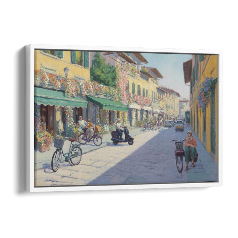 Florentine Streets Side - White Canvas Wall Art