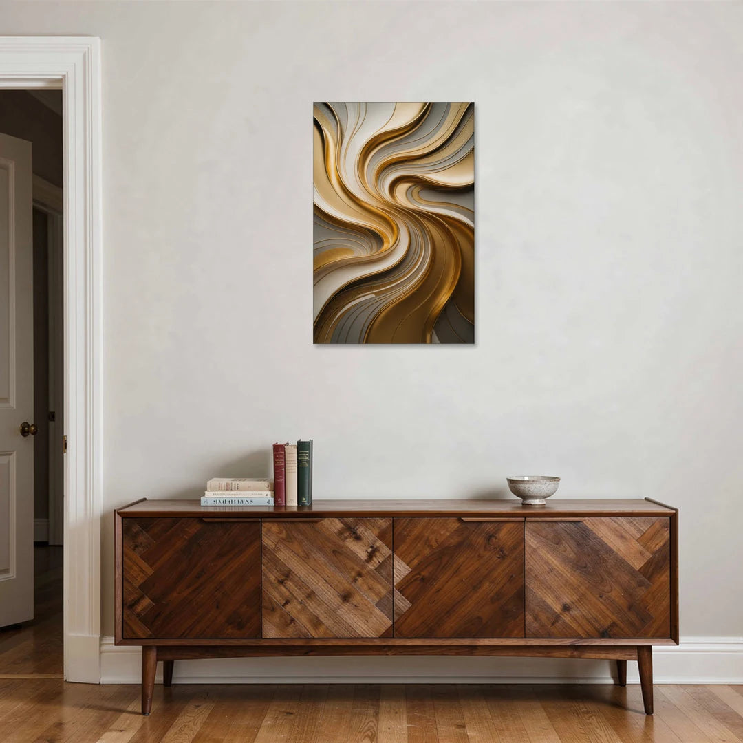 Flowing Rivers in Gold Abstract - Canvas Wall Art - Coffee Table - 24x36