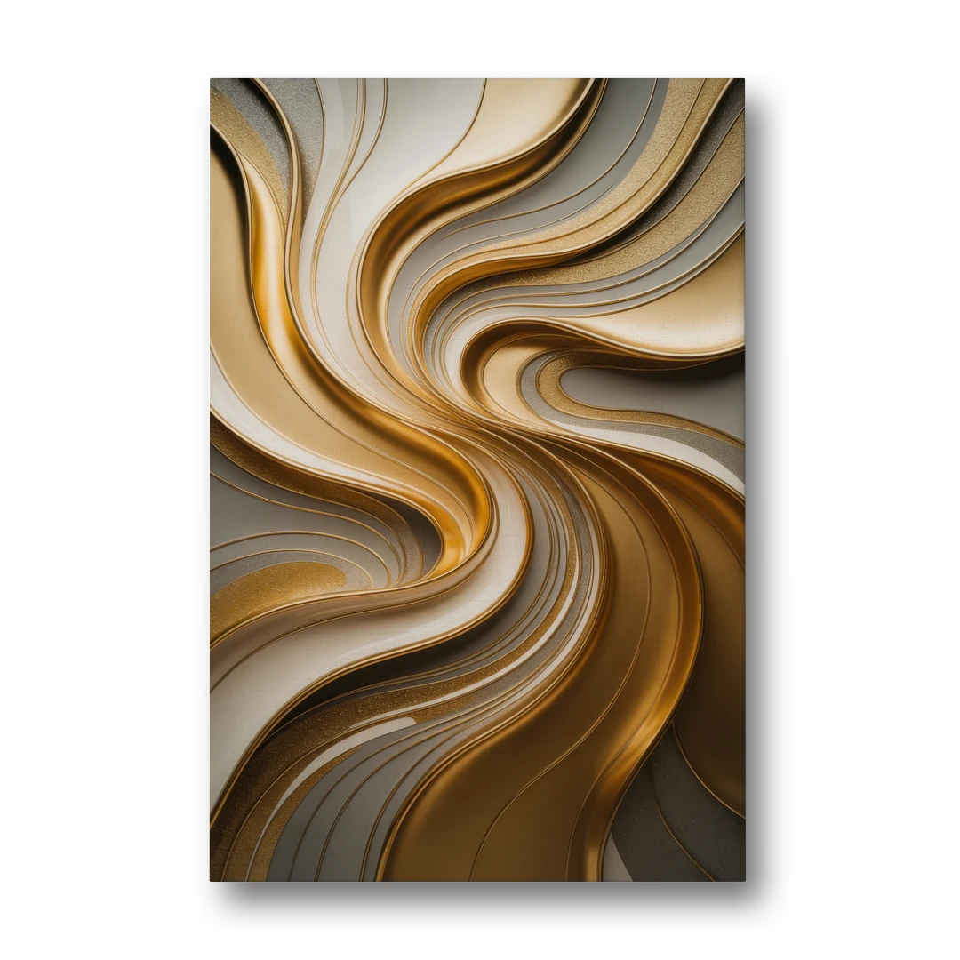 Flowing Rivers in Gold Abstract - Canvas Wall Art - Front