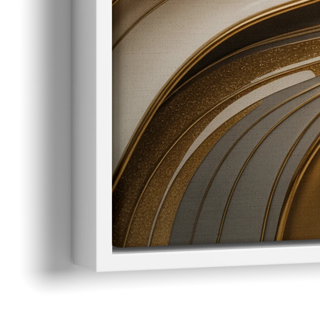 Flowing Rivers in Gold Abstract - Close-Up White Frame Canvas