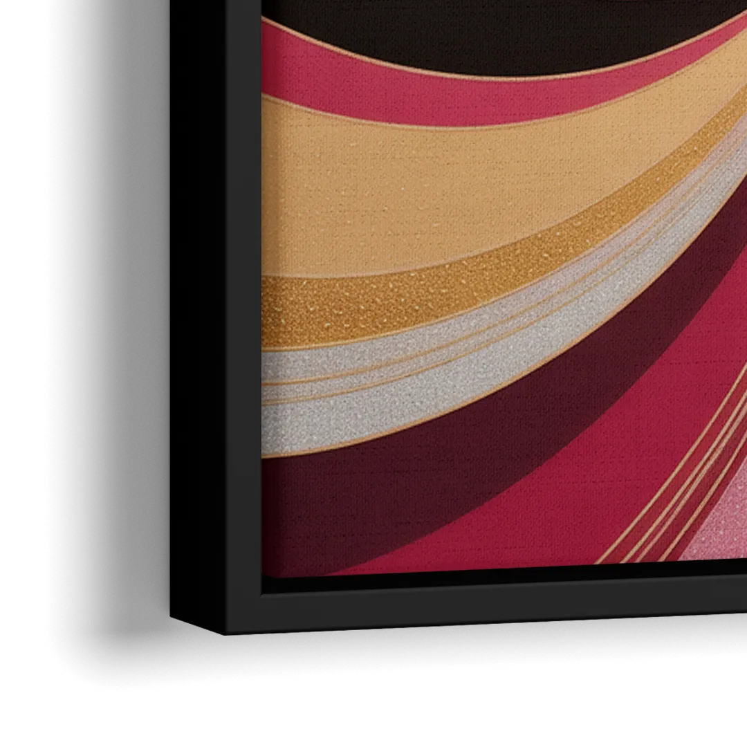 Fluid Elegance Pink Abstract - Close-Up Black Frame Canvas