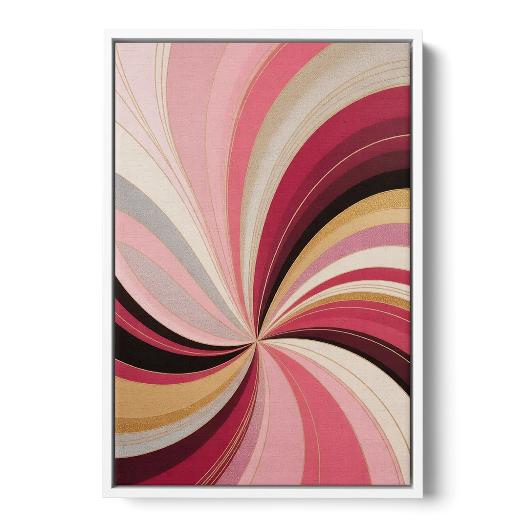 Fluid Elegance Pink Abstract - White Frame Canvas