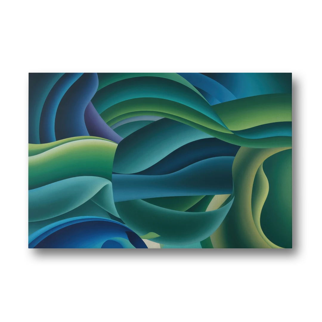Fluid Harmony Blue and Green Abstract - Canvas Wall Art - Front