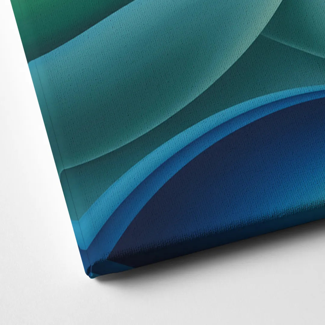 Fluid Harmony Blue and Green Abstract Canvas Close Up
