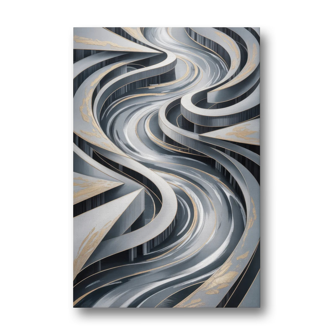 Fluid Harmony Grey Abstract - Canvas Wall Art - Front