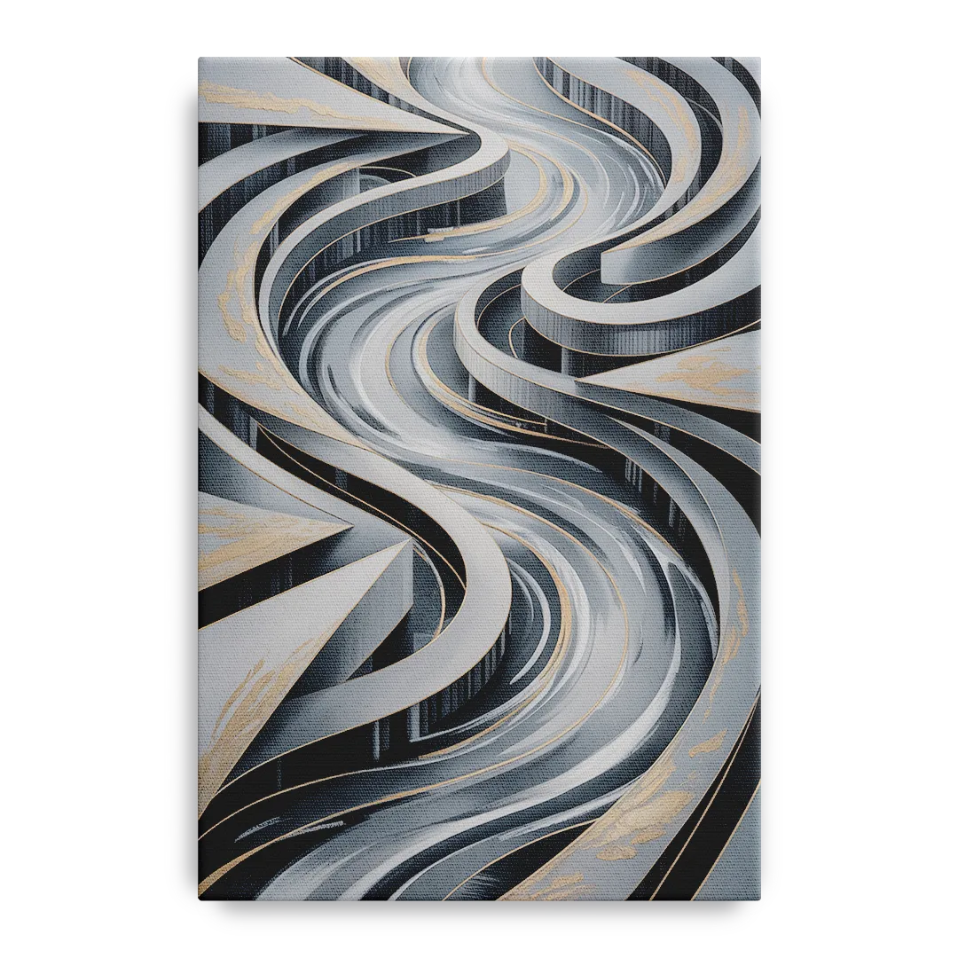 Fluid Harmony Grey Abstract - Canvas Wall Art