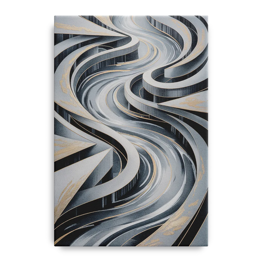 Fluid Harmony Grey Abstract - Canvas Wall Art