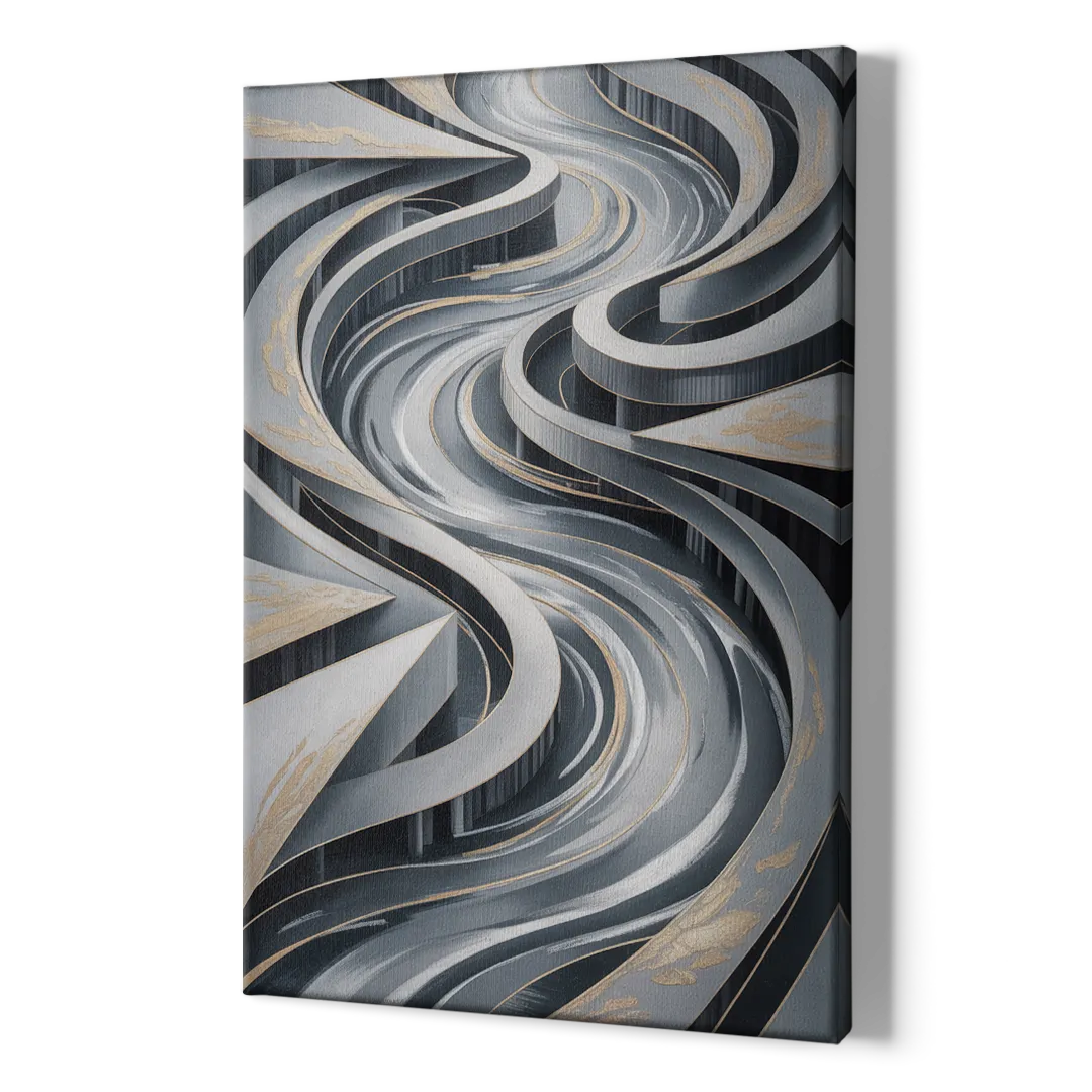 Fluid Harmony Grey Abstract - Canvas Print Art Sides