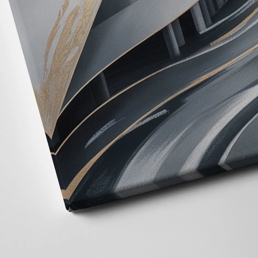 Fluid Harmony Grey Abstract Canvas Close Up
