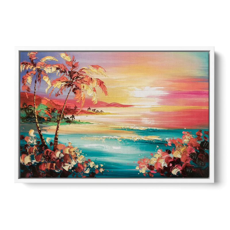 Fort Lauderdale Coastal Sunset Front - White Canvas Wall Art