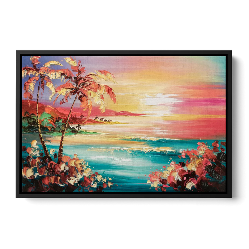 Fort Lauderdale Coastal Sunset Front - Black Canvas Wall Art