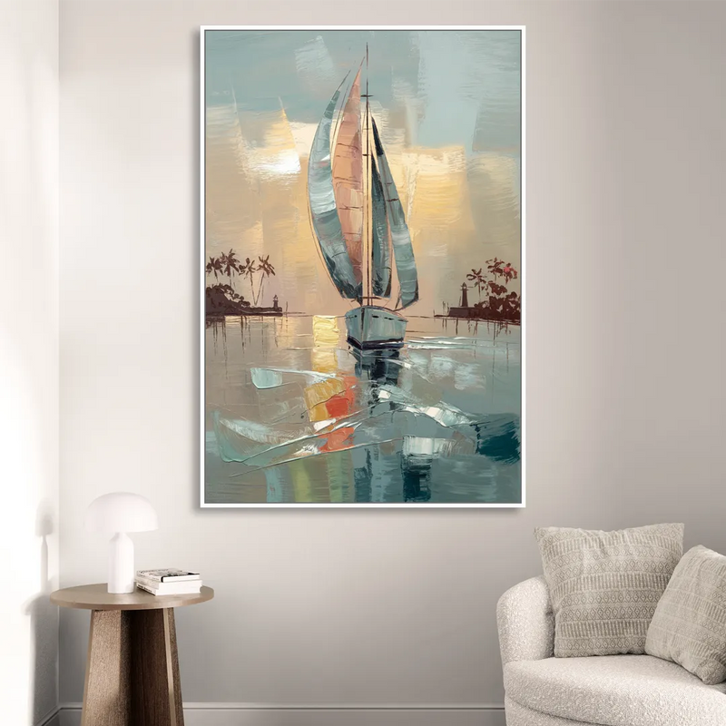 Fort Lauderdale Nautical Charm Living Room - White Canvas Wall Art