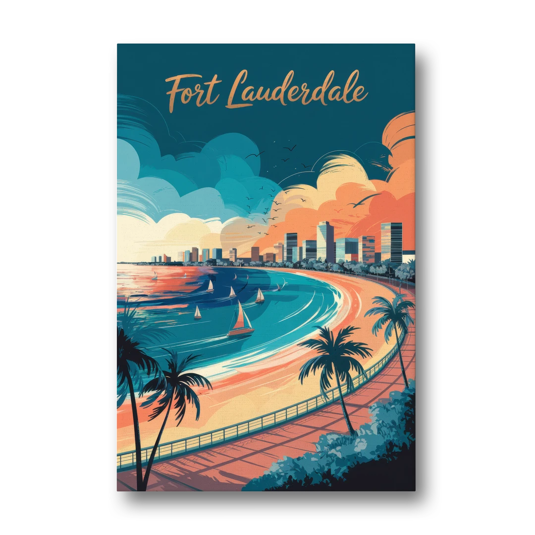 Fort Lauderdale Oceanfront Views - Canvas Wall Art - Front