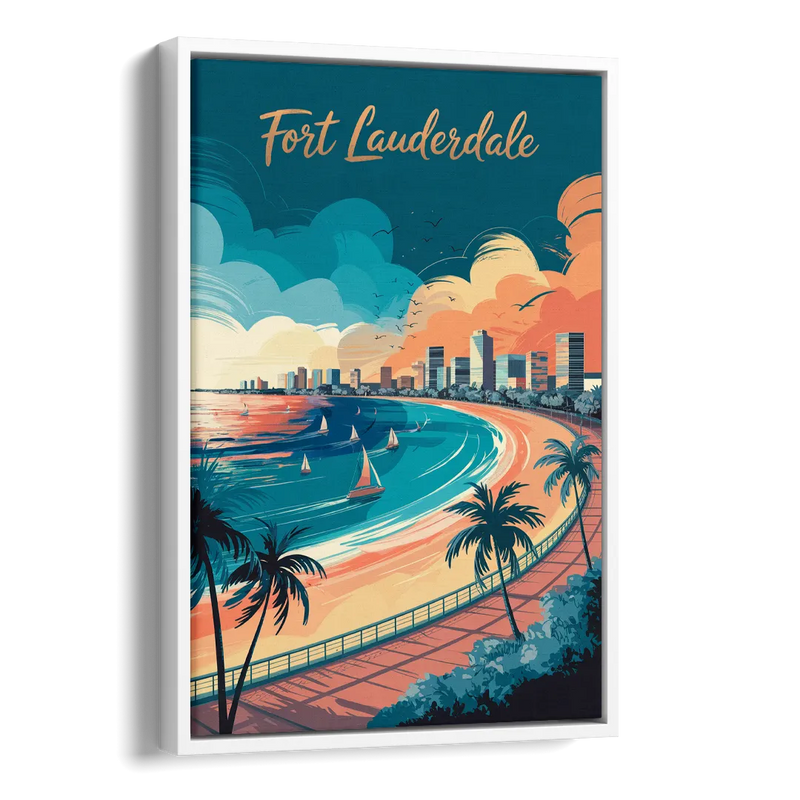 Fort Lauderdale Oceanfront Views Side - White Canvas Wall Art