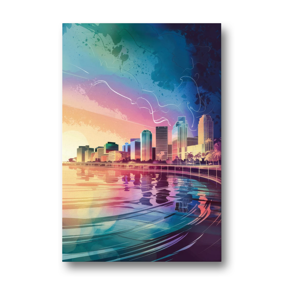 Fort Lauderdale Skyline Reflection - Canvas Wall Art - Front