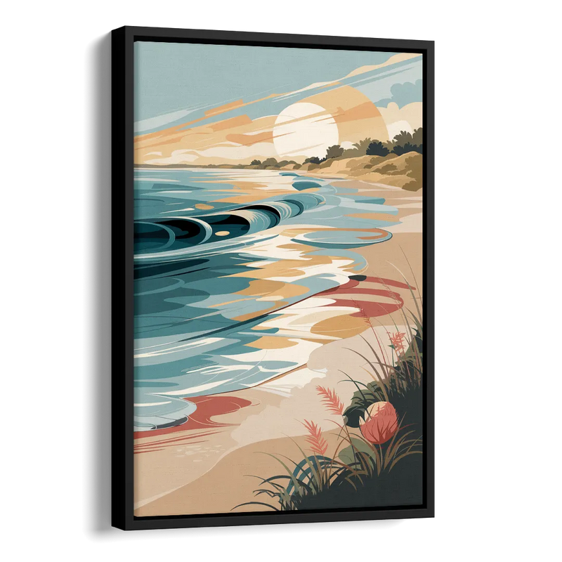 Fort Lauderdale Surf and Sand Side - Black Canvas Wall Art