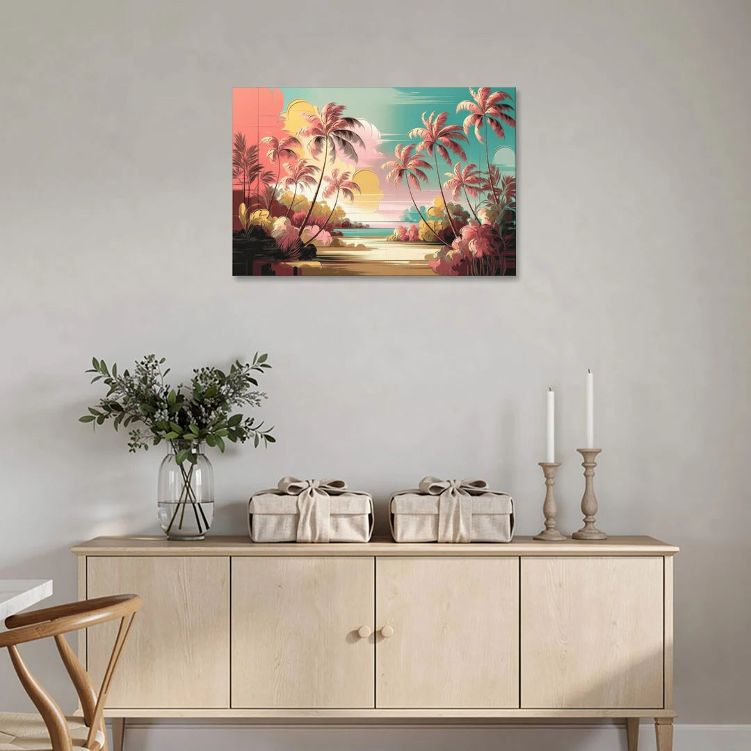 Fort Lauderdale Tropical Palm Trees - Canvas Wall Art - Coffee Table - 36x24