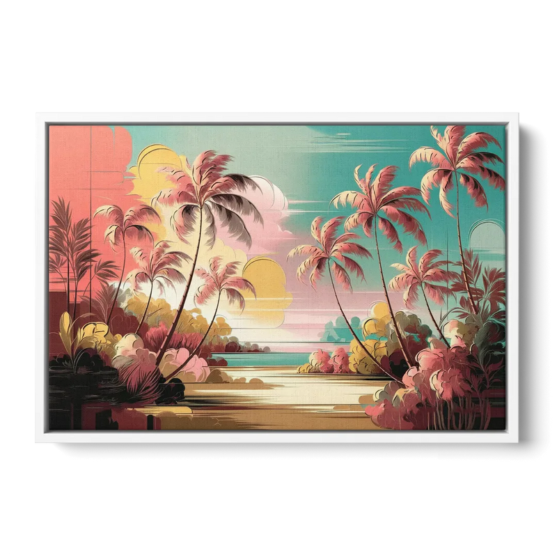 Fort Lauderdale Tropical Palm Trees Front - White Canvas Wall Art