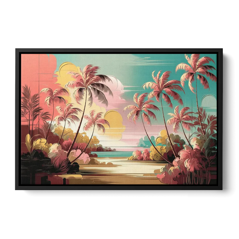 Fort Lauderdale Tropical Palm Trees Front - Black Canvas Wall Art