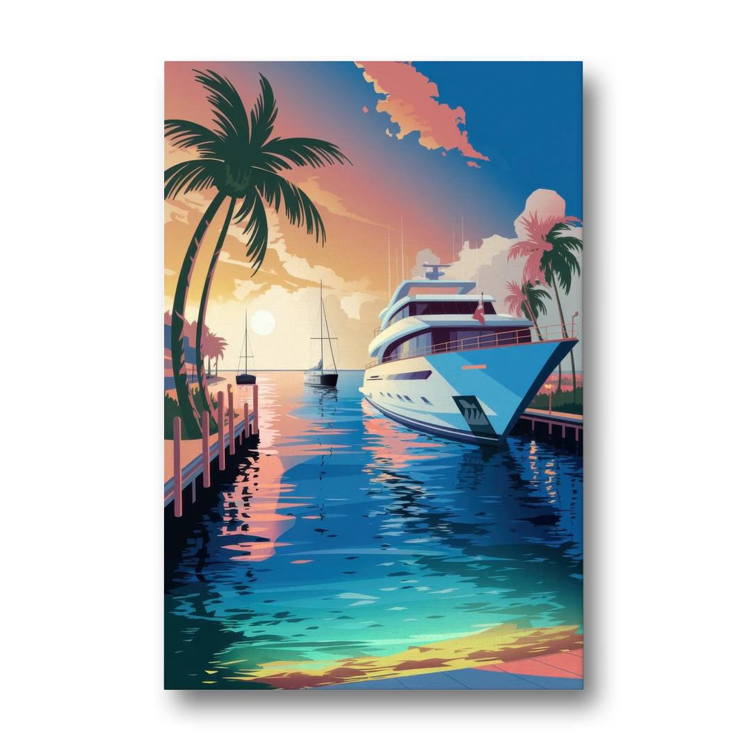 Fort Lauderdale Yacht Harbor - Canvas Wall Art - Front