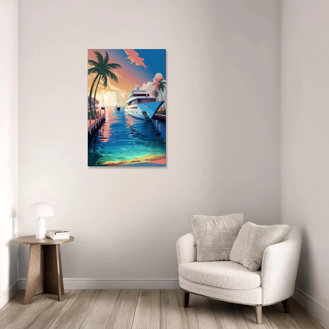 Fort Lauderdale Yacht Harbor - Canvas Wall Art - Sofa - 24x36