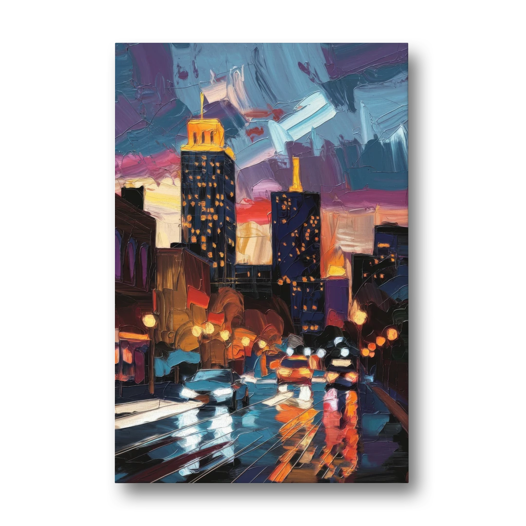 Fort Wayne Downtown Lights - Canvas Wall Art - Front