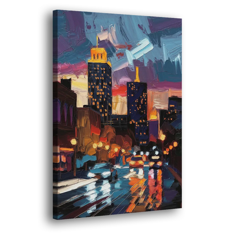 Fort Wayne Downtown Lights - Canvas Wall Art