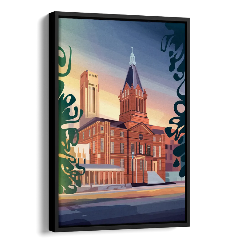 Fort Wayne Historic Landmarks Side - Black Canvas Wall Art