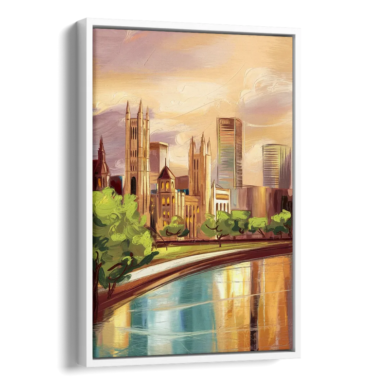Fort Wayne Historic Landmarks Heritage Side - White Canvas Wall Art