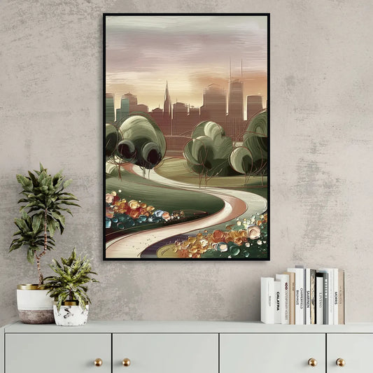 Fort Wayne Park Views Living Room - Black Canvas Wall Art
