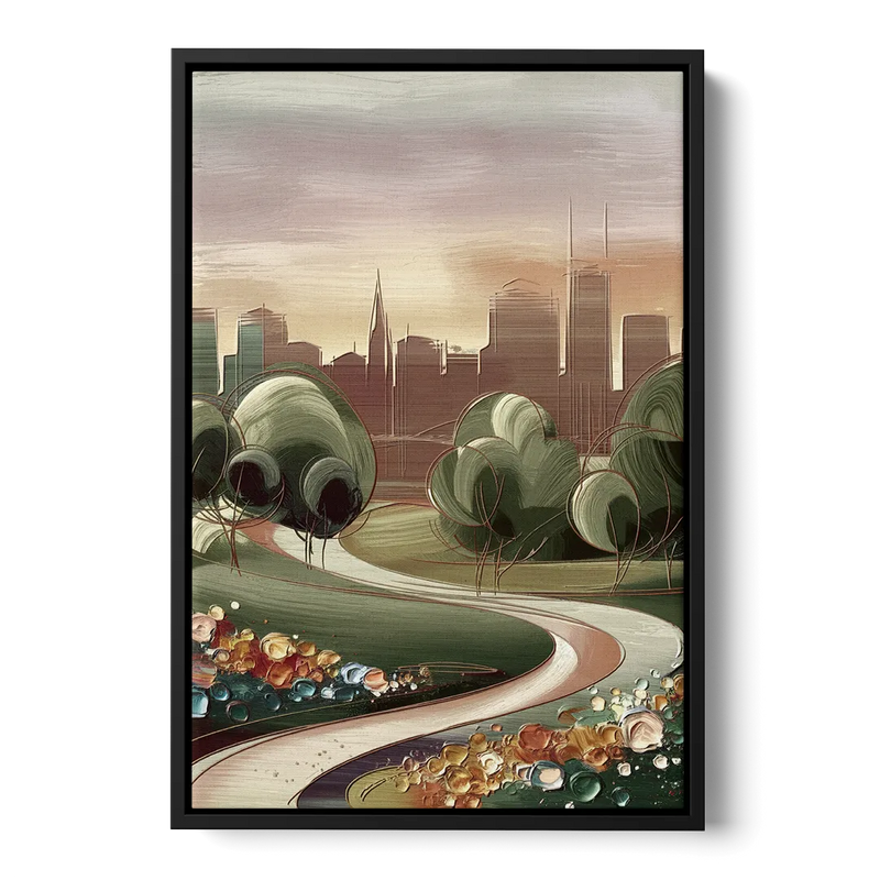 Fort Wayne Park Views Front - Black Canvas Wall Art