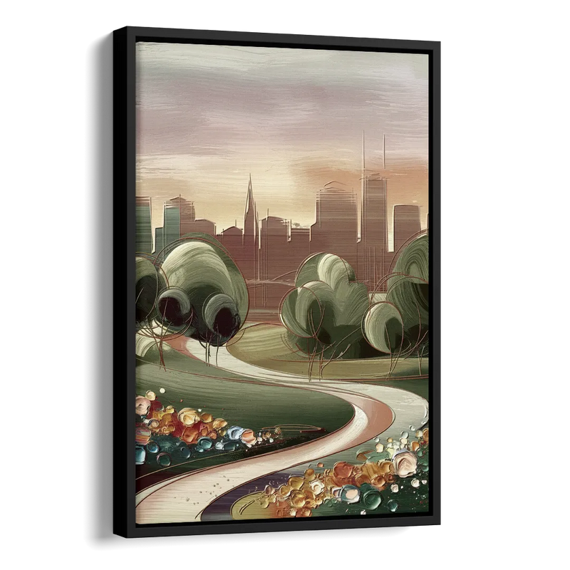 Fort Wayne Park Views Side - Black Canvas Wall Art