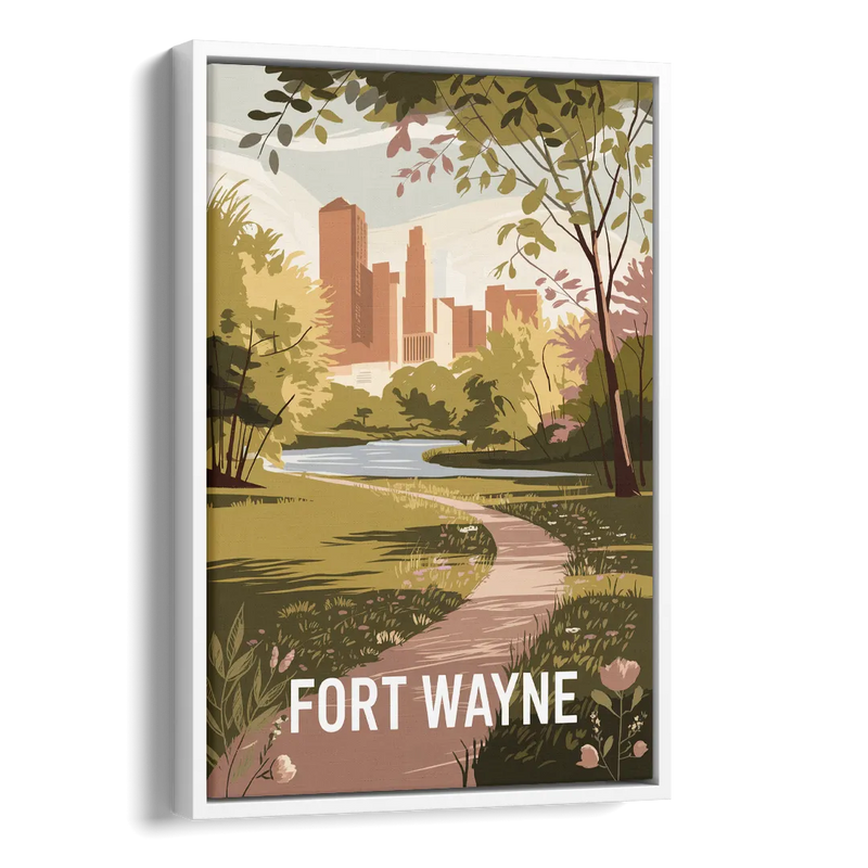 Fort Wayne Scenic Trails Side - White Canvas Wall Art
