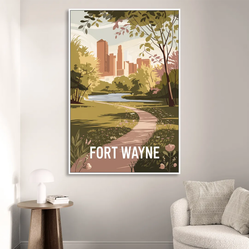Fort Wayne Scenic Trails Sitting Room - White Canvas Wall Art