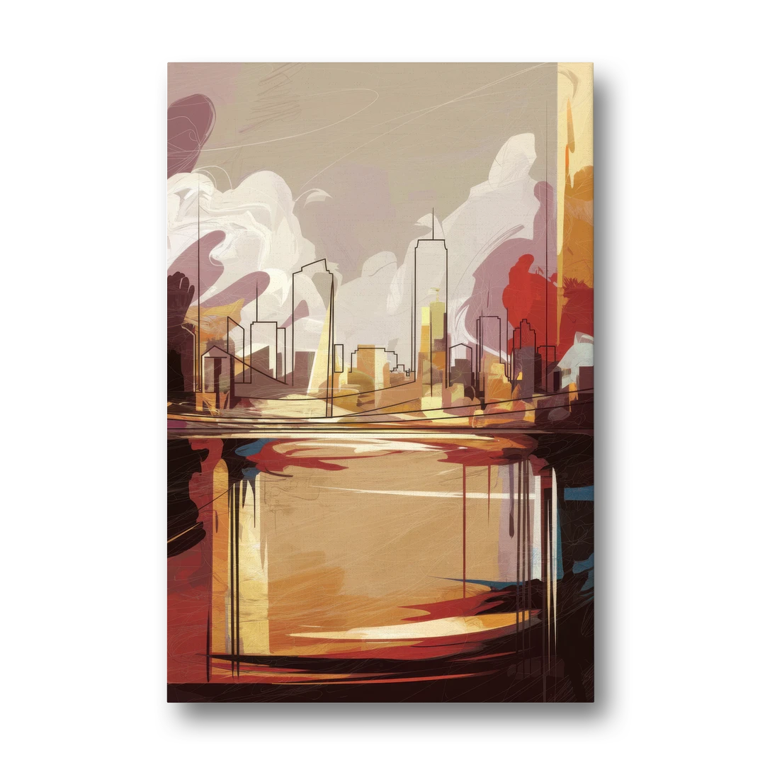 Fort Wayne Skyline Panorama - Canvas Wall Art - Front