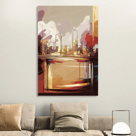 Fort Wayne Skyline Panorama Living Room - Canvas Wall Art