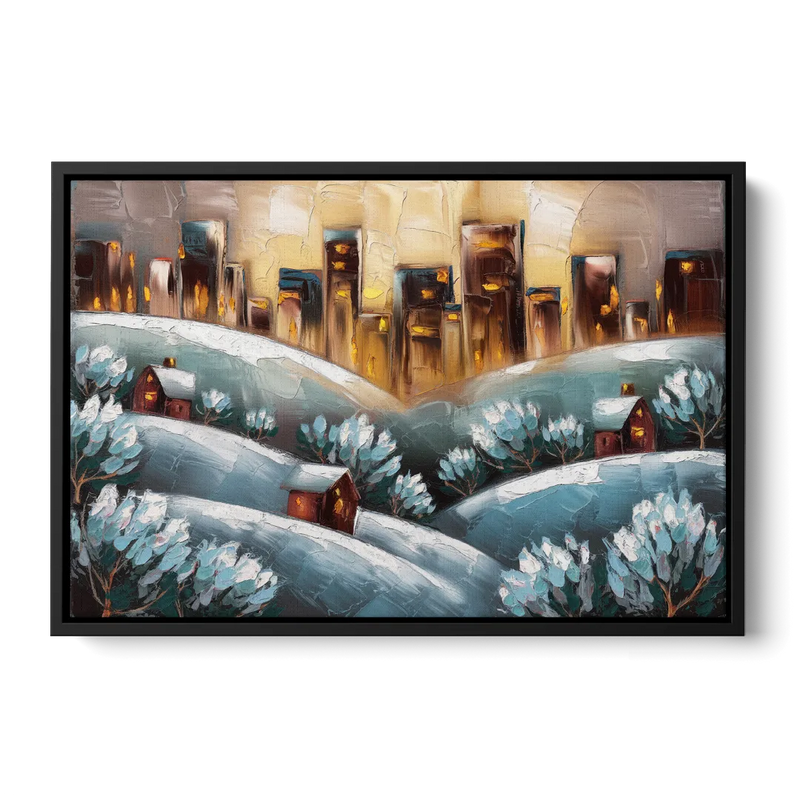 Fort Wayne Winter Wonderland Front - Black Canvas Wall Art