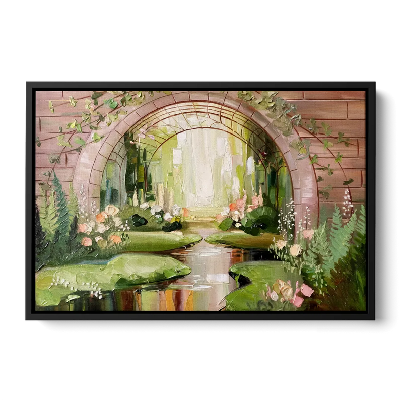 Fort Worth Botanical Gardens View Front - Black Canvas Wall Art