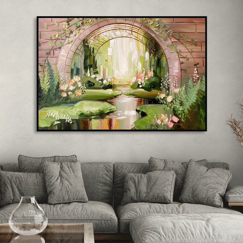 Fort Worth Botanical Gardens View Living Room - Black Canvas Wall Art
