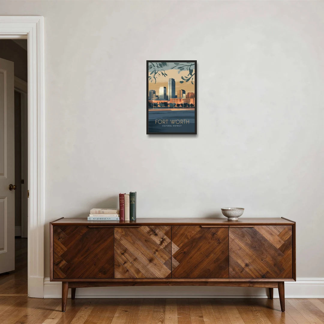 Fort Worth Cultural District Vibes - Black Framed Canvas Wall Art - Coffee Table - 16x24
