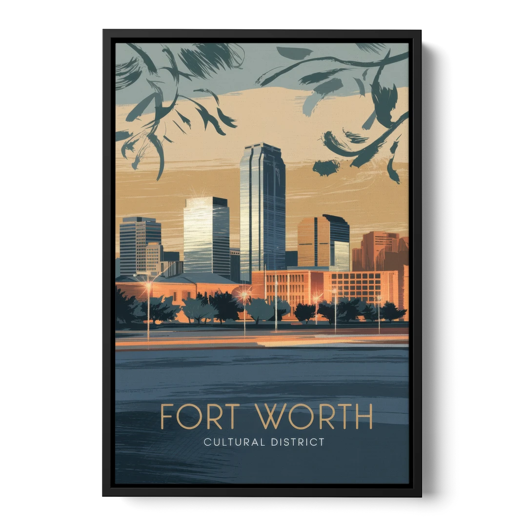 Fort Worth Cultural District Vibes - Black Framed Canvas Wall Art - Front